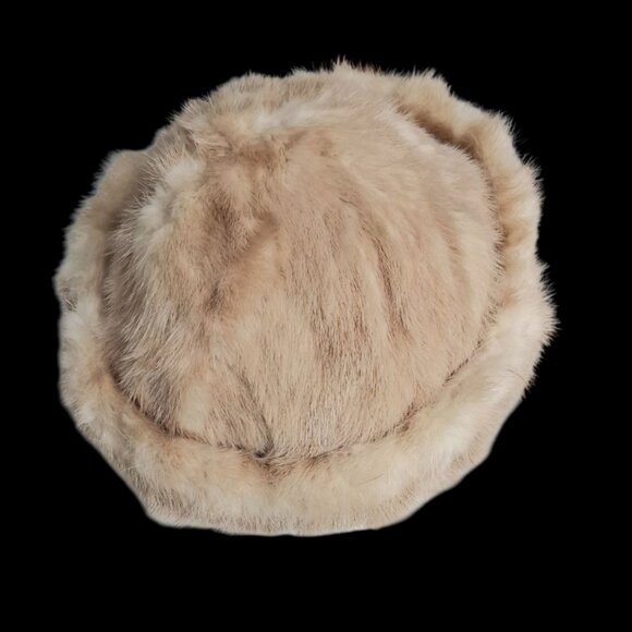 Vintage 1960s Furs by Marche Beige/Cream Mink Rolled Brim Pillbox Hat - Picture 4 of 8